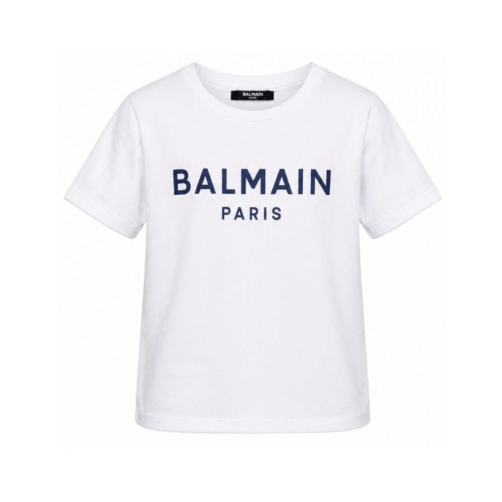 T-shirt per bambino Balmain Kids bianca con logo sul davanti BY8R11 Z3672 100BL BALMAIN KIDS