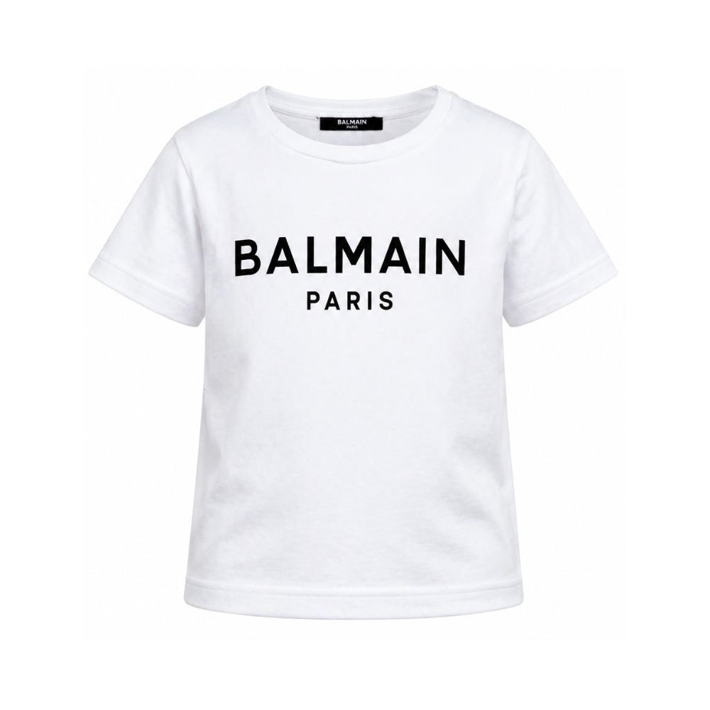 T-shirt per bambino Balmain Kids bianca con logo sul davanti BY8R11 Z3672 100NE BALMAIN KIDS