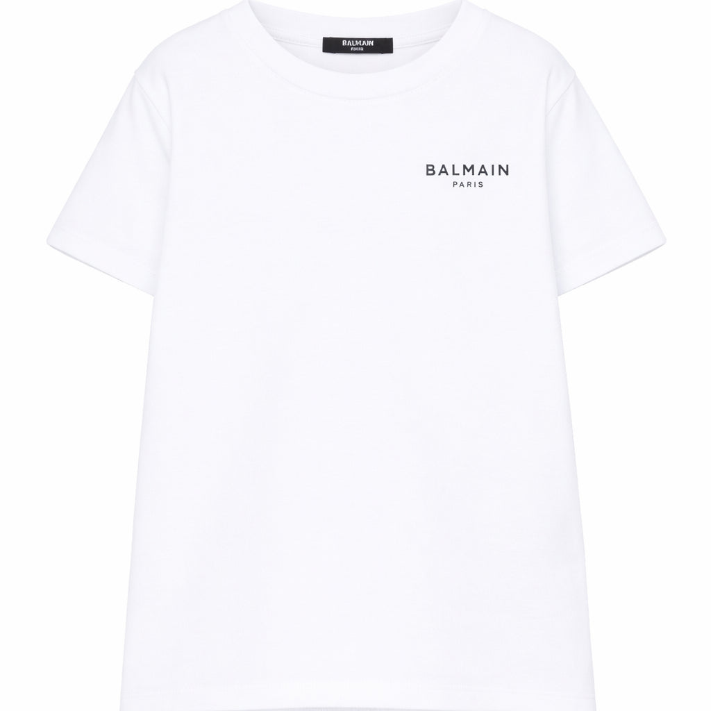 T-shirt per bambino Balmain Kids bianca con logo sul davanti BY8R31 Z3672 100NE BALMAIN KIDS