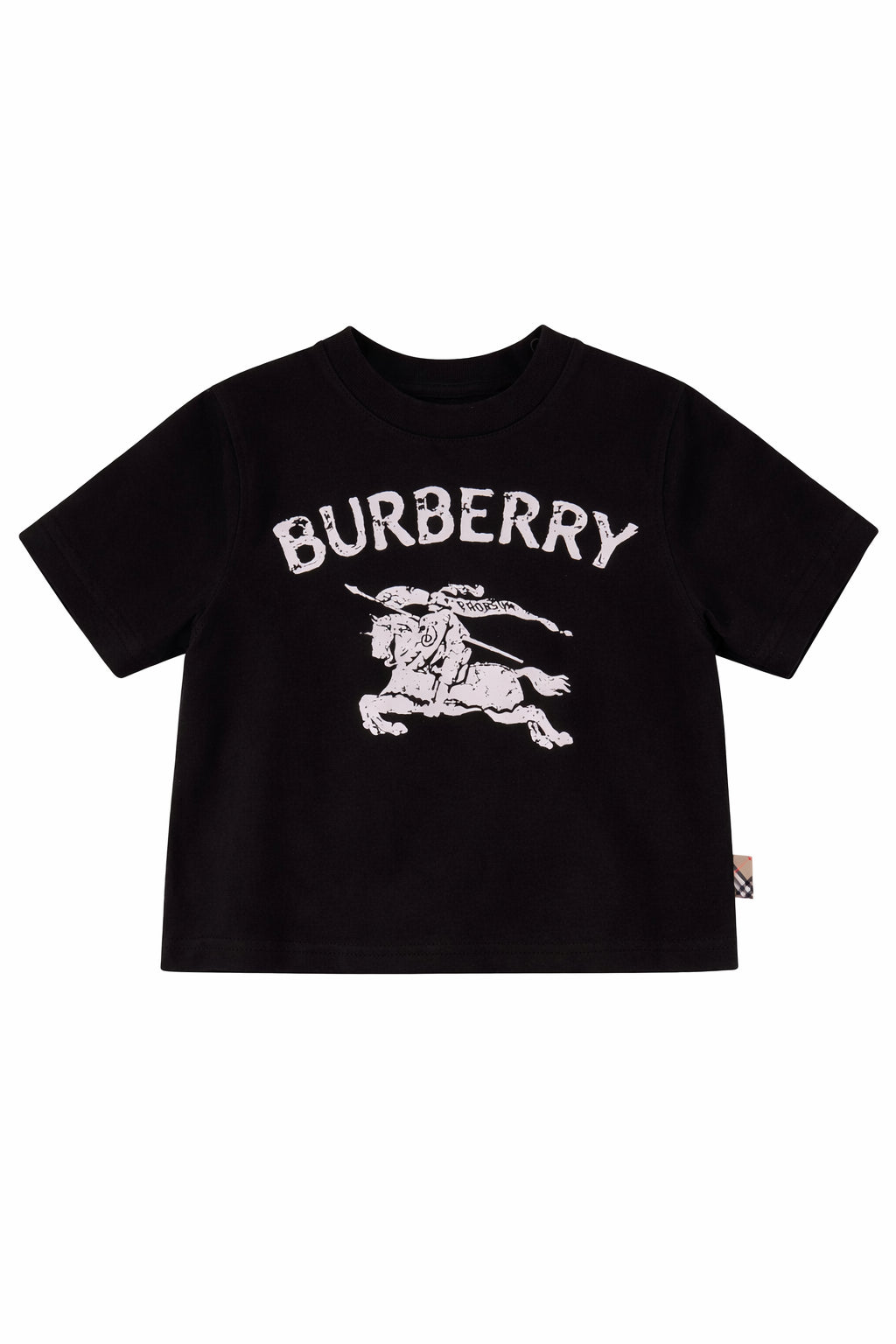 T-shirt per neonato Burberry Kids Equestrian Knight Design nero con stampa logo 8121190 A1189 BURBERRY KIDS