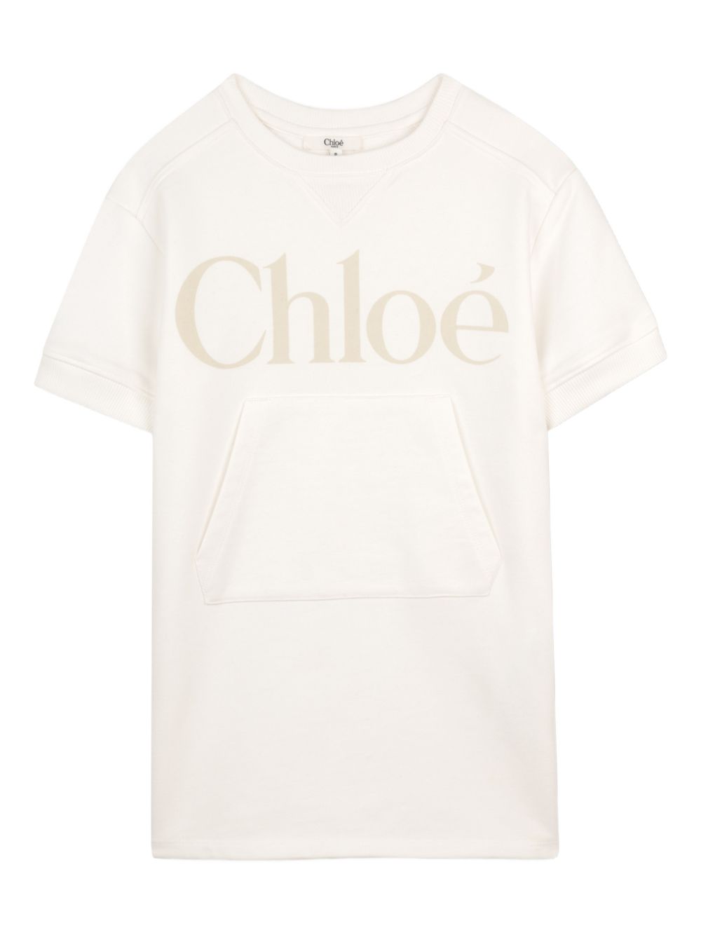 Abito per bambina Chloé Kids beige con logo sul davanti C21230 117 CHLOE' KIDS