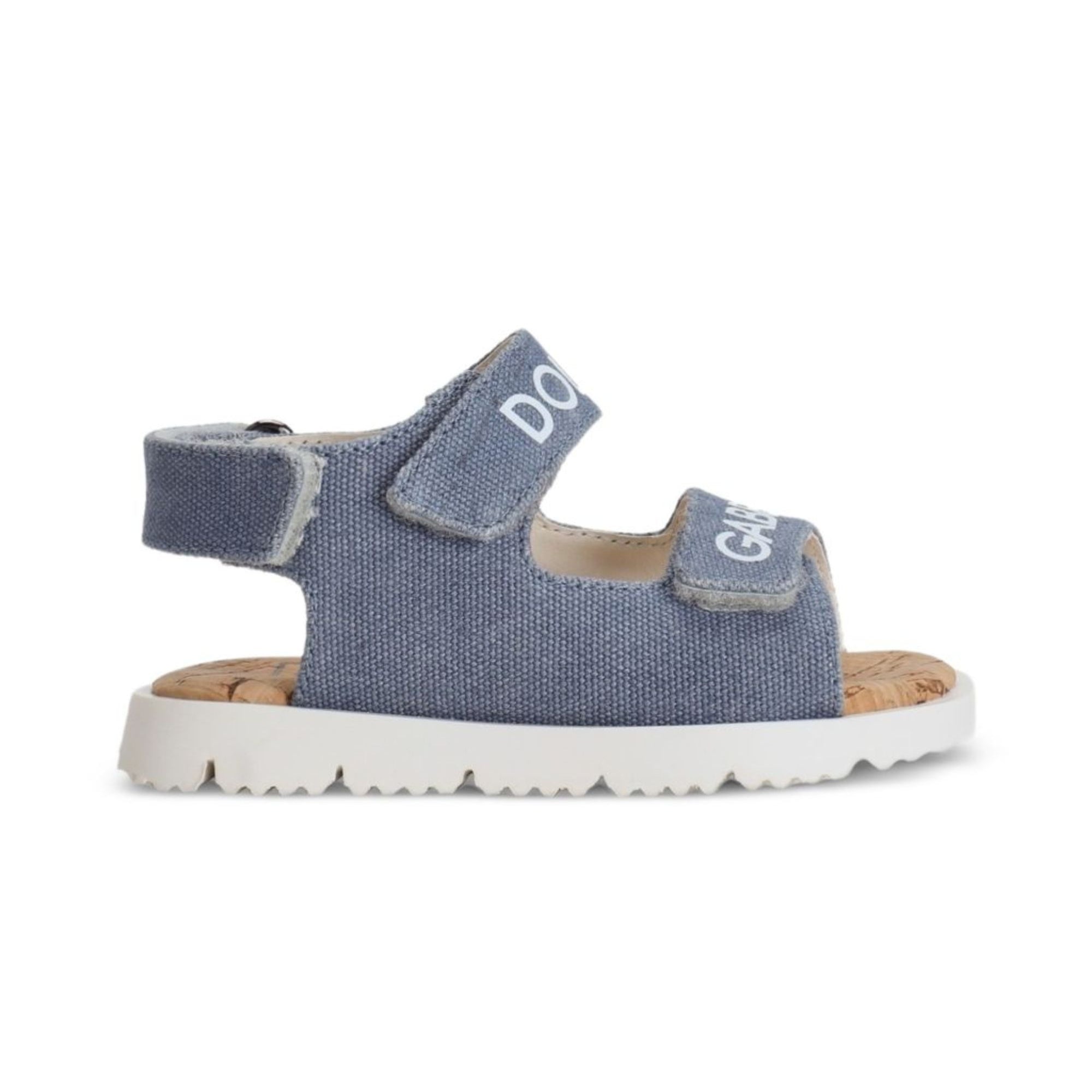 Sandali per bambino Dolce & Gabbana Kids in denim con Logo sui cinturini DL0092 AW520 80619 DOLCE & GABBANA KIDS