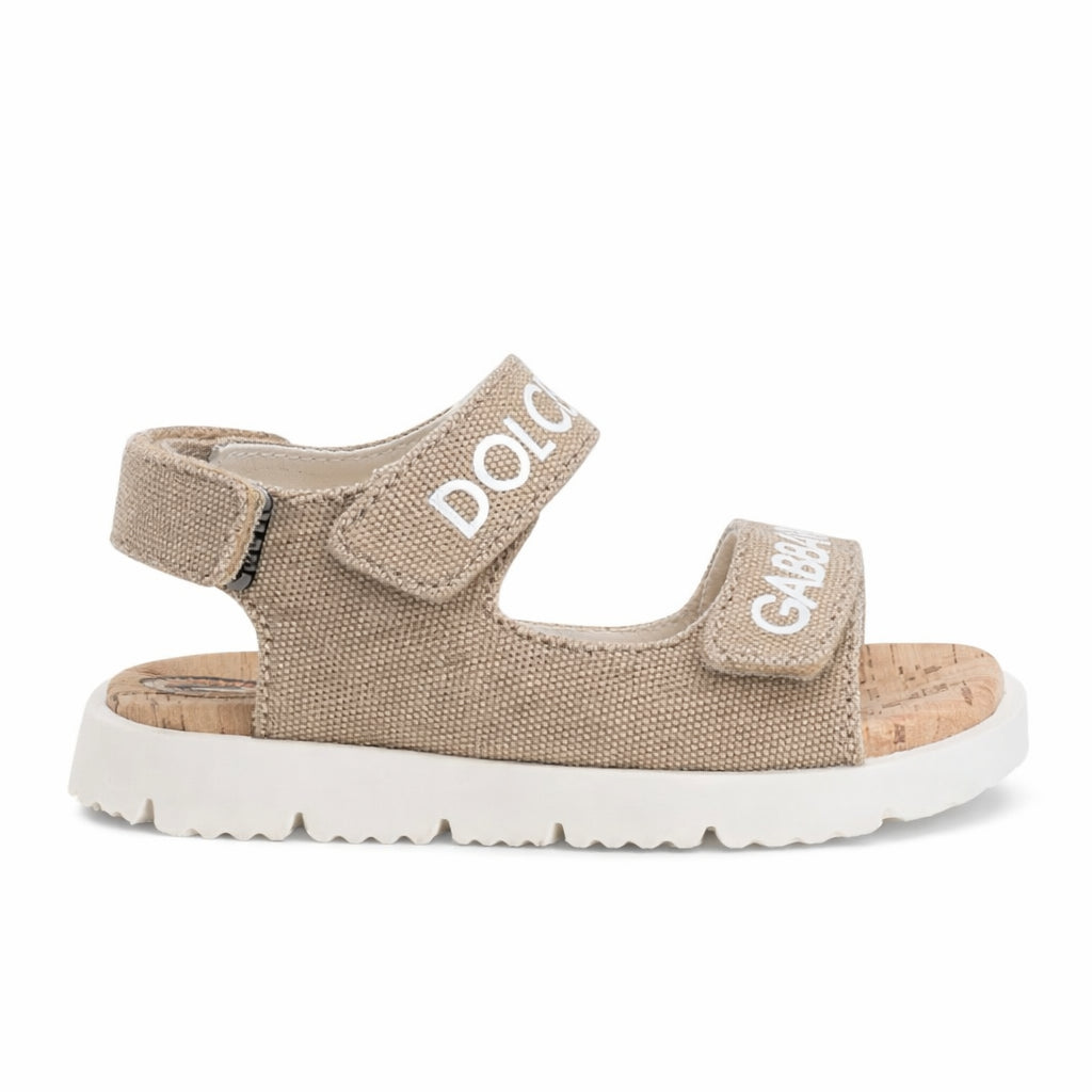 Sandali per bambini Dolce & Gabbana Kids beige con dettaglio logo DL0092 AW520 8H065 DOLCE & GABBANA KIDS