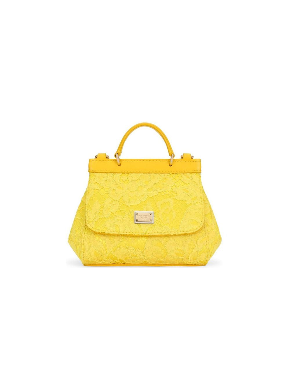 Borsa tote per bambina Dolce & Gabbana Kids gialla con placca logo sul davanti EB0003 AB011 80210 DOLCE & GABBANA KIDS