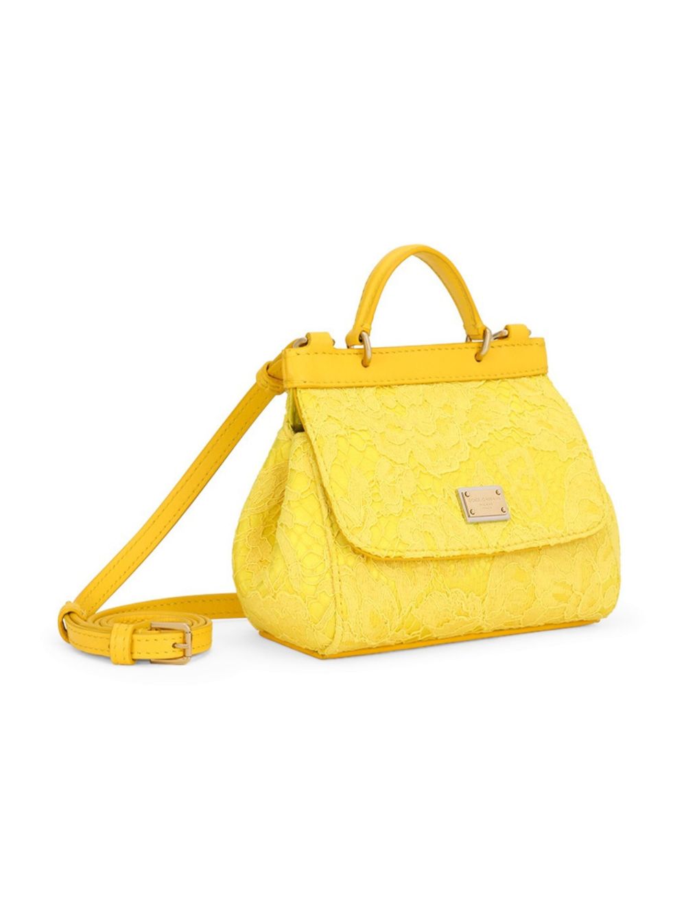Borsa tote per bambina Dolce & Gabbana Kids gialla con placca logo sul davanti EB0003 AB011 80210 DOLCE & GABBANA KIDS
