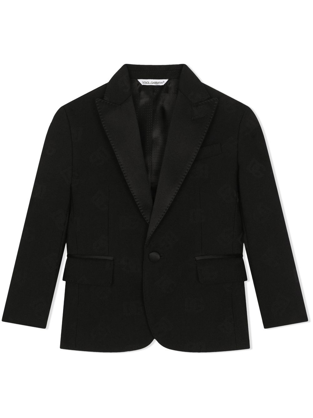 Blazer monopetto per bambino Dolce & Gabbana Kids nero con effetto jacquard L41J70 FJBAK N0000 DOLCE & GABBANA KIDS