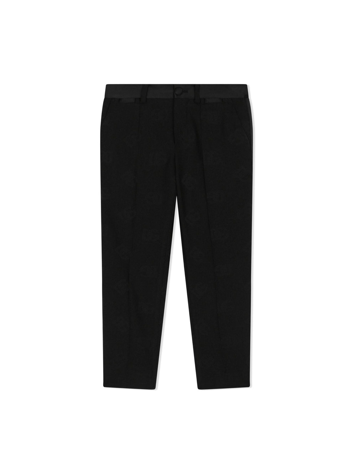 Pantaloni per bambino Dolce & Gabbana Kids nero con logo DG jacquard L44P04 FJBAK N0000 DOLCE & GABBANA KIDS