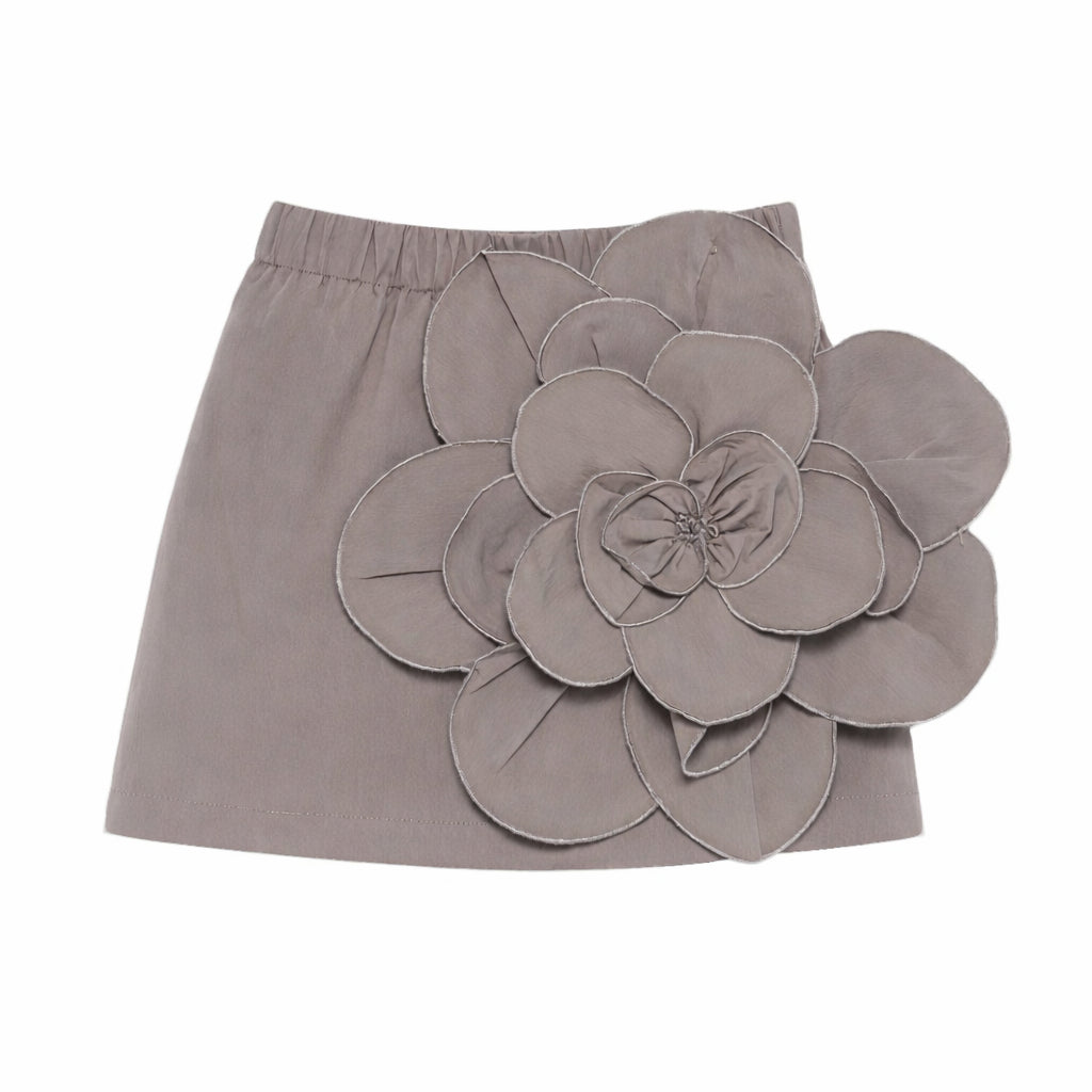 Gonna per bambina Douuod Kids grigia con applicazione a fiori DY7A71 P0589 907 DOUUOD KIDS