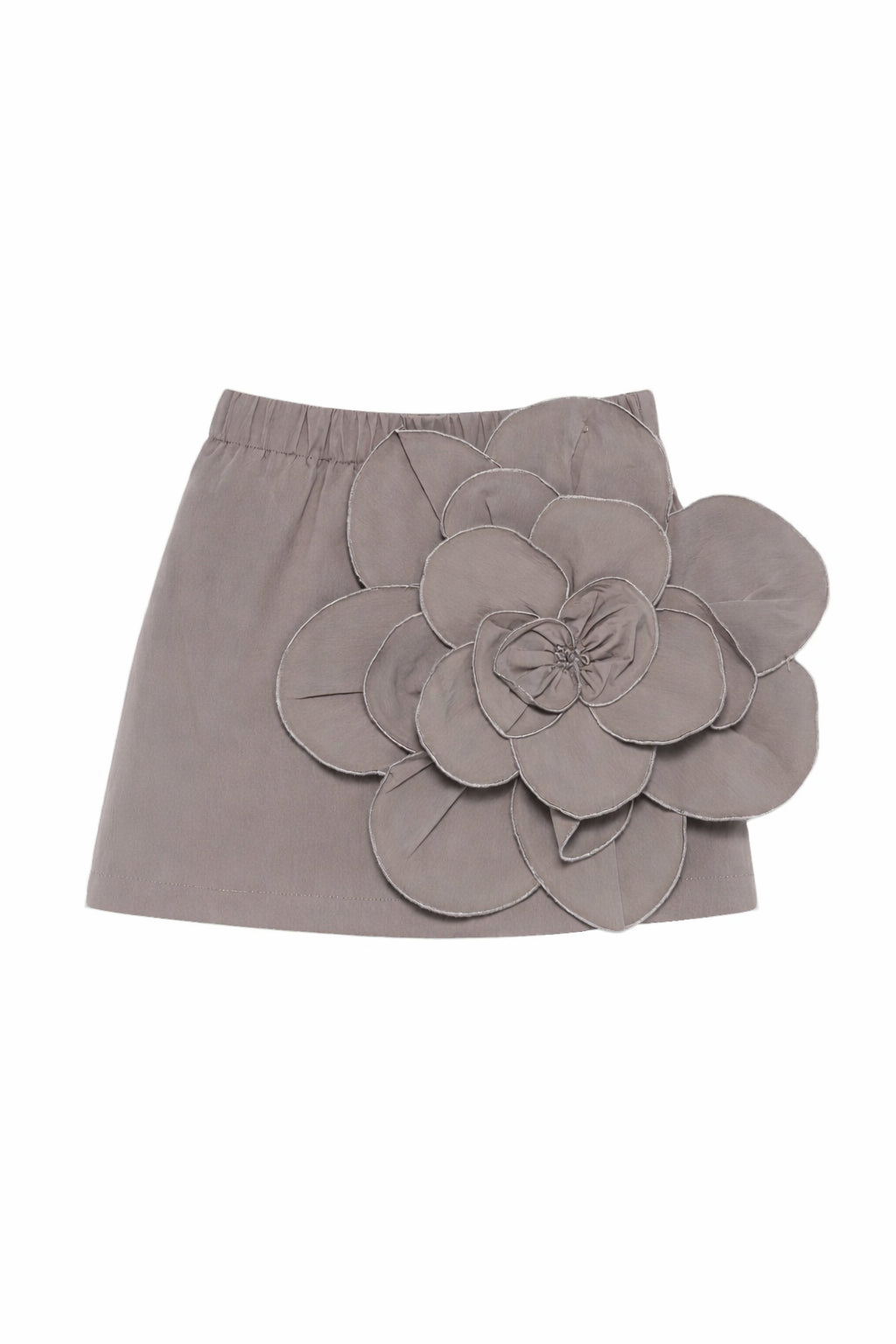Gonna per bambina Douuod Kids grigia con applicazione a fiori DY7A71 P0589 907 DOUUOD KIDS