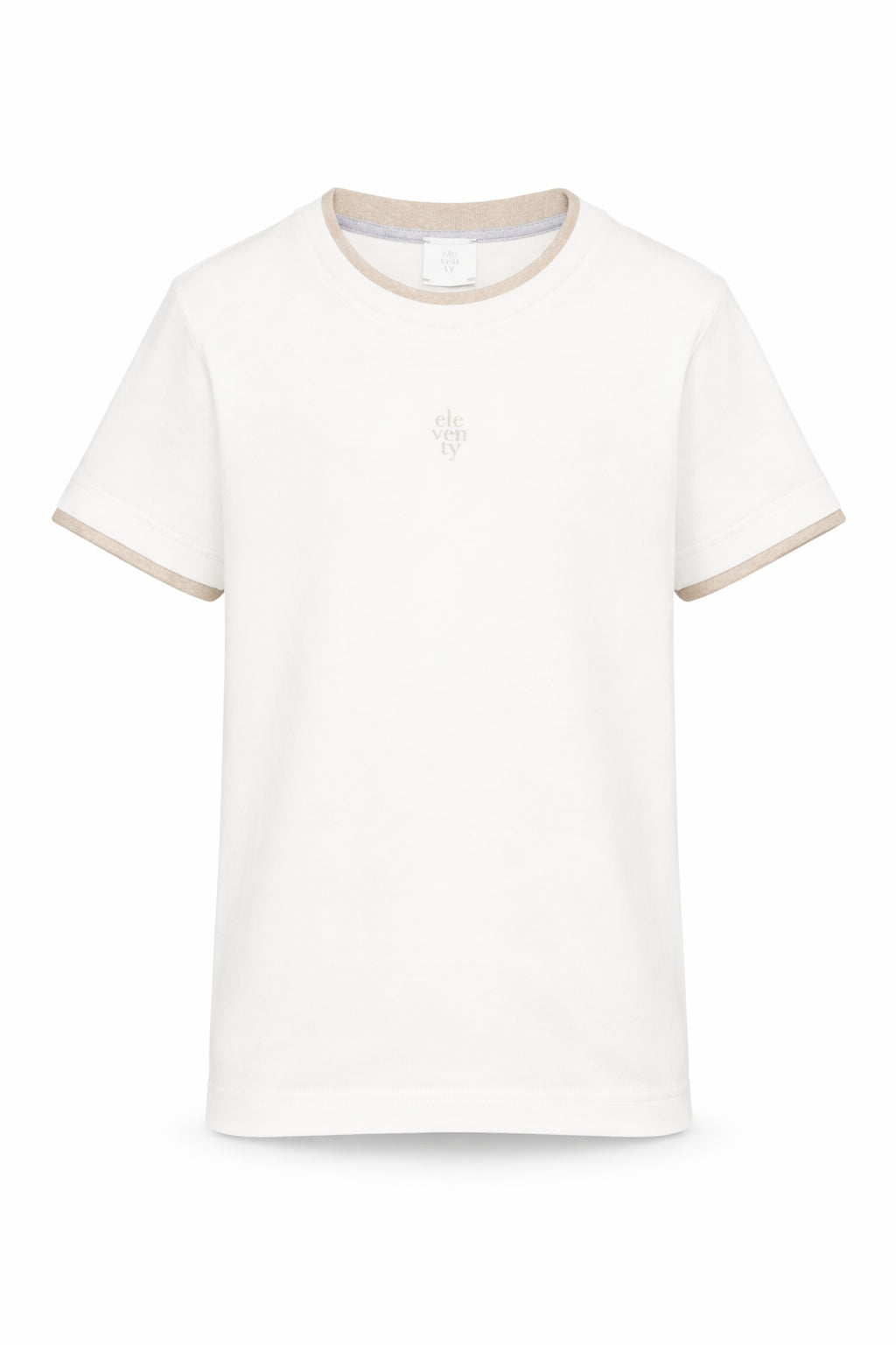 T-shirt per bambino Eleventy Kids bianca con bordi a contrasto EY8P31 Z3708 101BG ELEVENTY KIDS
