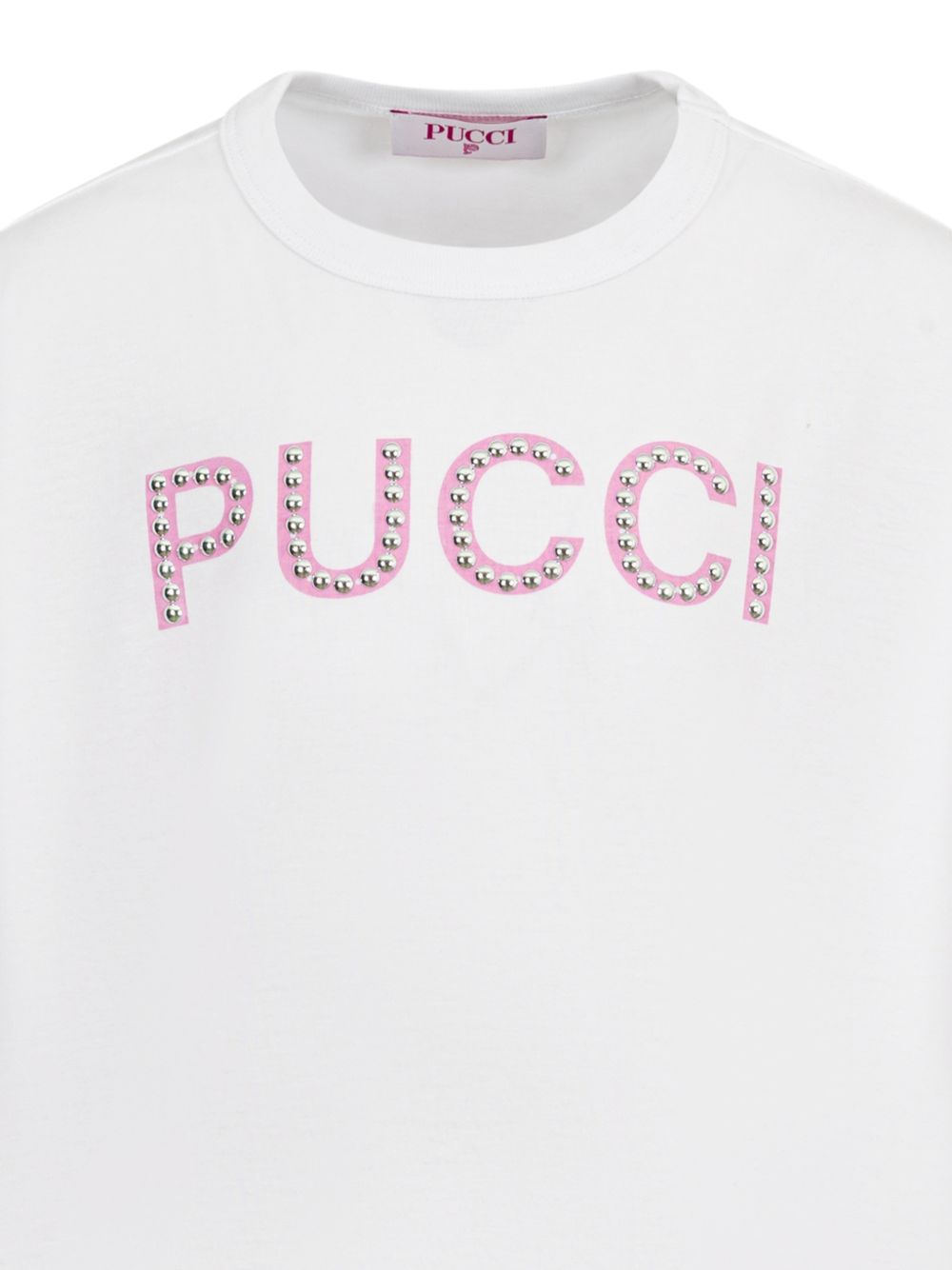 T-shirt per bambina Emilio Pucci Junior bianca con logo con borchie PY8B31 Z3672 100FU EMILIO PUCCI KIDS