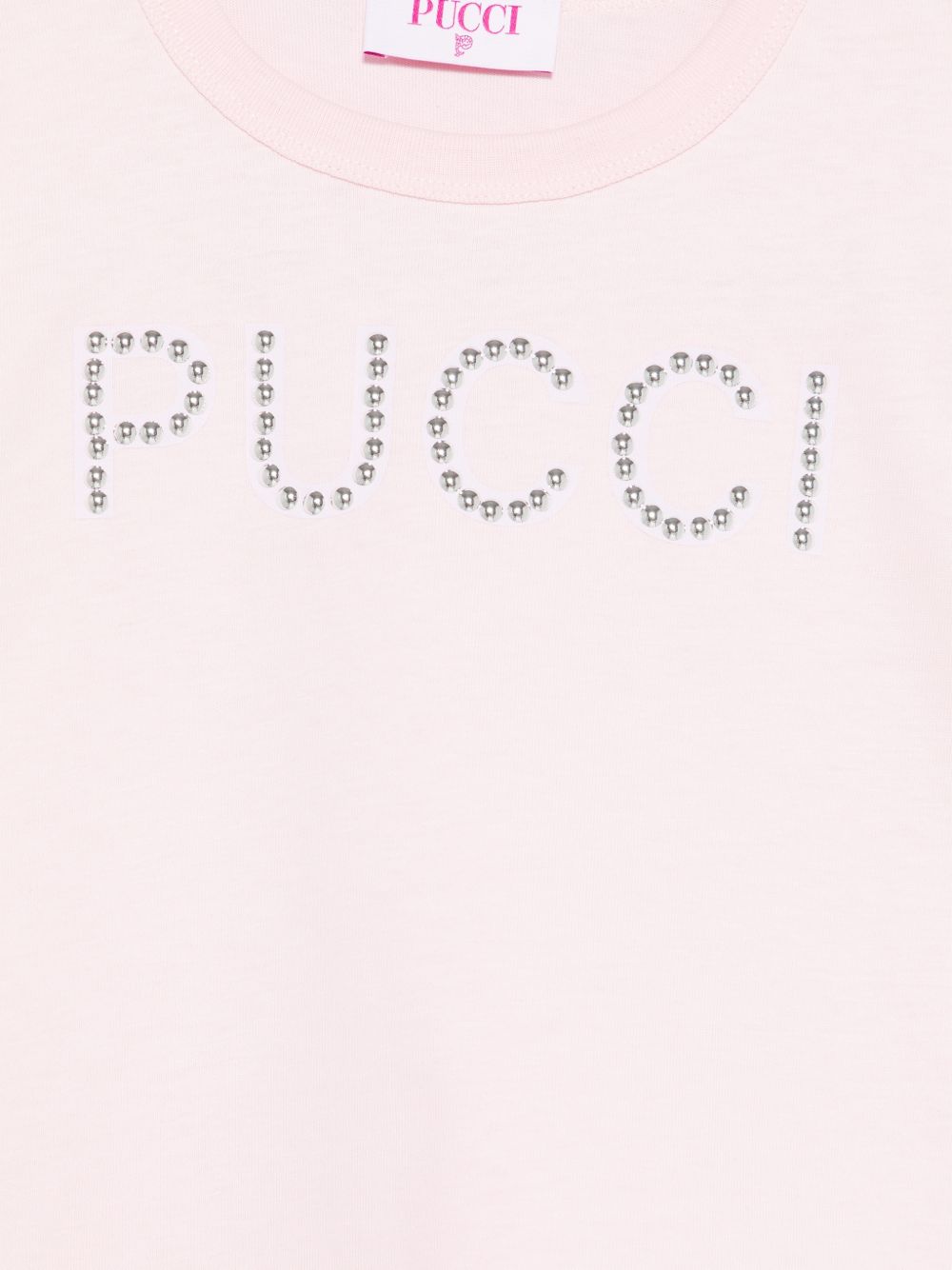 T-shirt per bambina Emilio Pucci Junior rosa con logo borchiato PY8B31 Z3672 51E EMILIO PUCCI KIDS