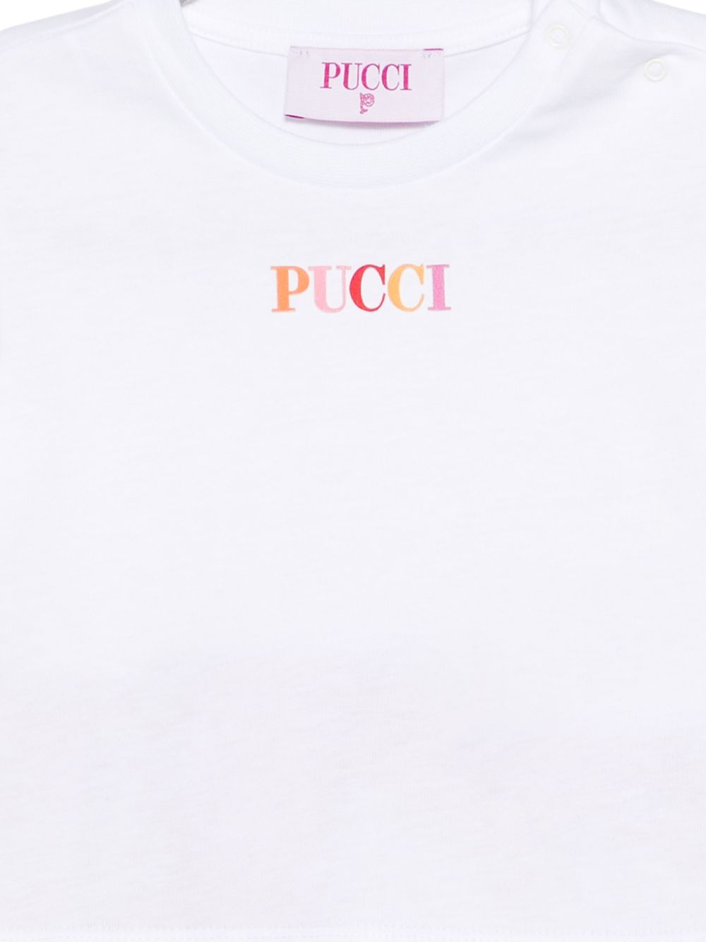 T-shirt a girocollo per neonata Emilio Pucci Junior bianca con ruches PY8031 Z3672 100AR EMILIO PUCCI KIDS