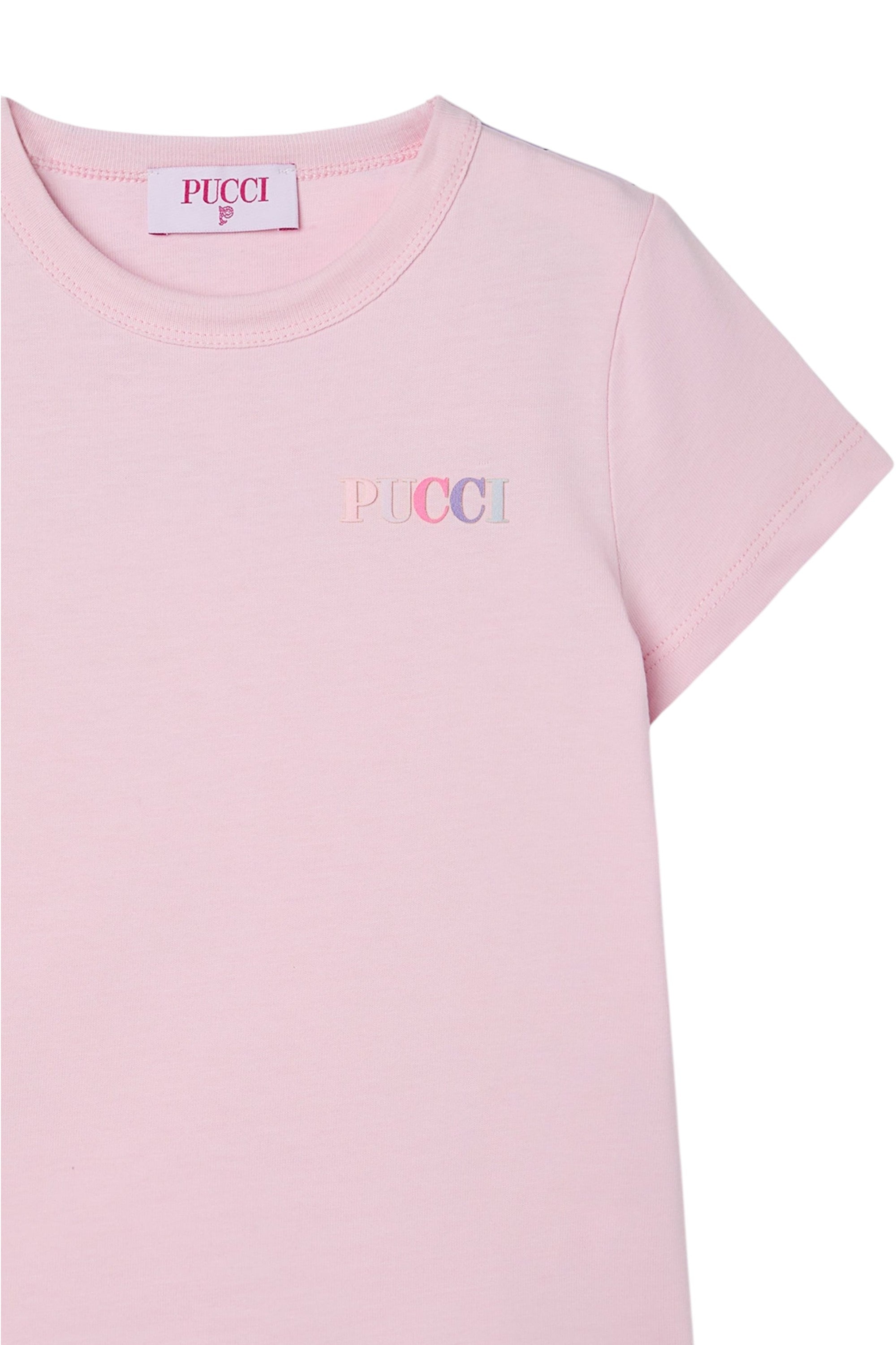 T-shirt per bambina Emilio Pucci Kids rosa con logo sul davanti PY8A81 Z3672 51E EMILIO PUCCI KIDS