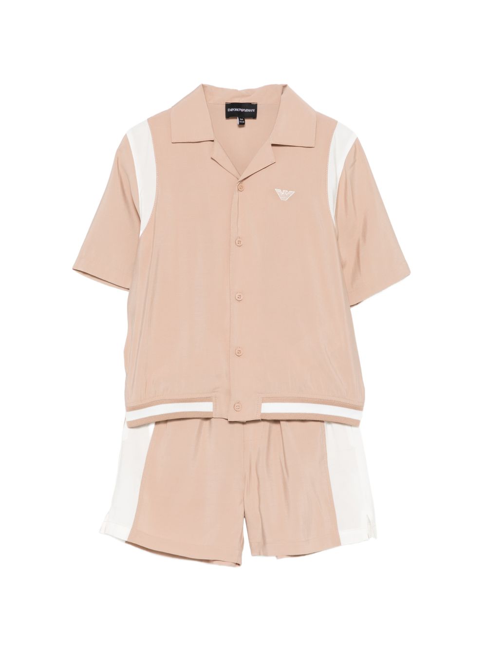 Set t-shirt e shorts per bambino Emporio Armani Kids beige con dettagli a contrasto EB001042 AF20699 M1301 EMPORIO ARMANI KIDS