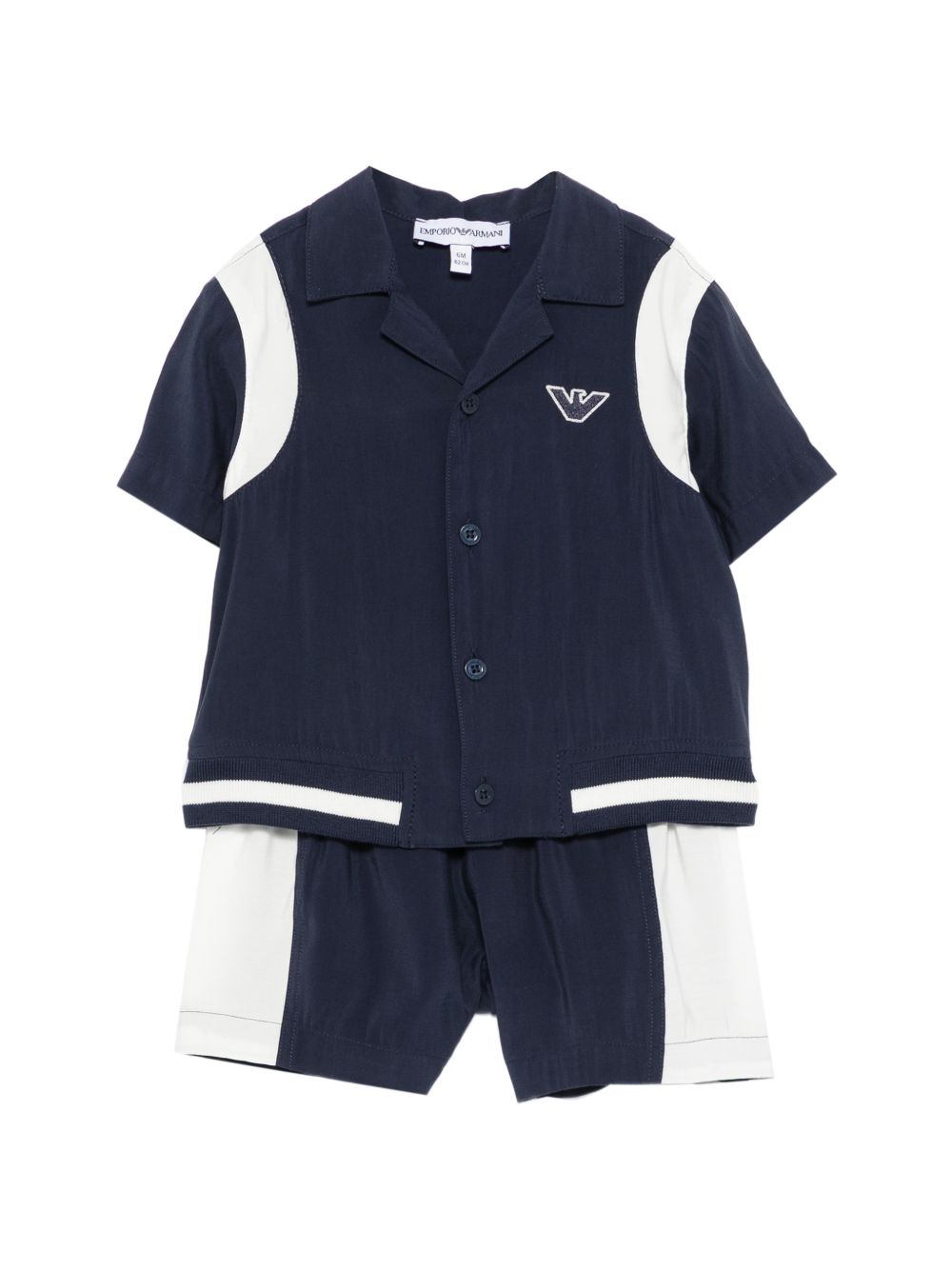 Set due pezzi per neonato Emporio Armani Kids blu scuro con logo ricamato EB001115 AF20699 MB569 EMPORIO ARMANI KIDS