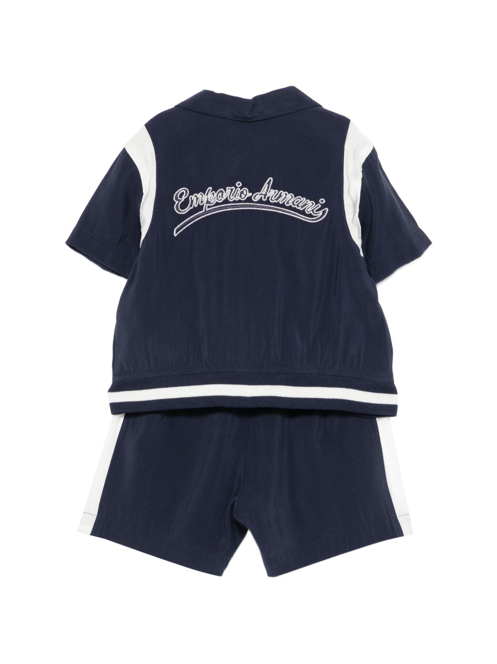 Set due pezzi per neonato Emporio Armani Kids blu scuro con logo ricamato EB001115 AF20699 MB569 EMPORIO ARMANI KIDS