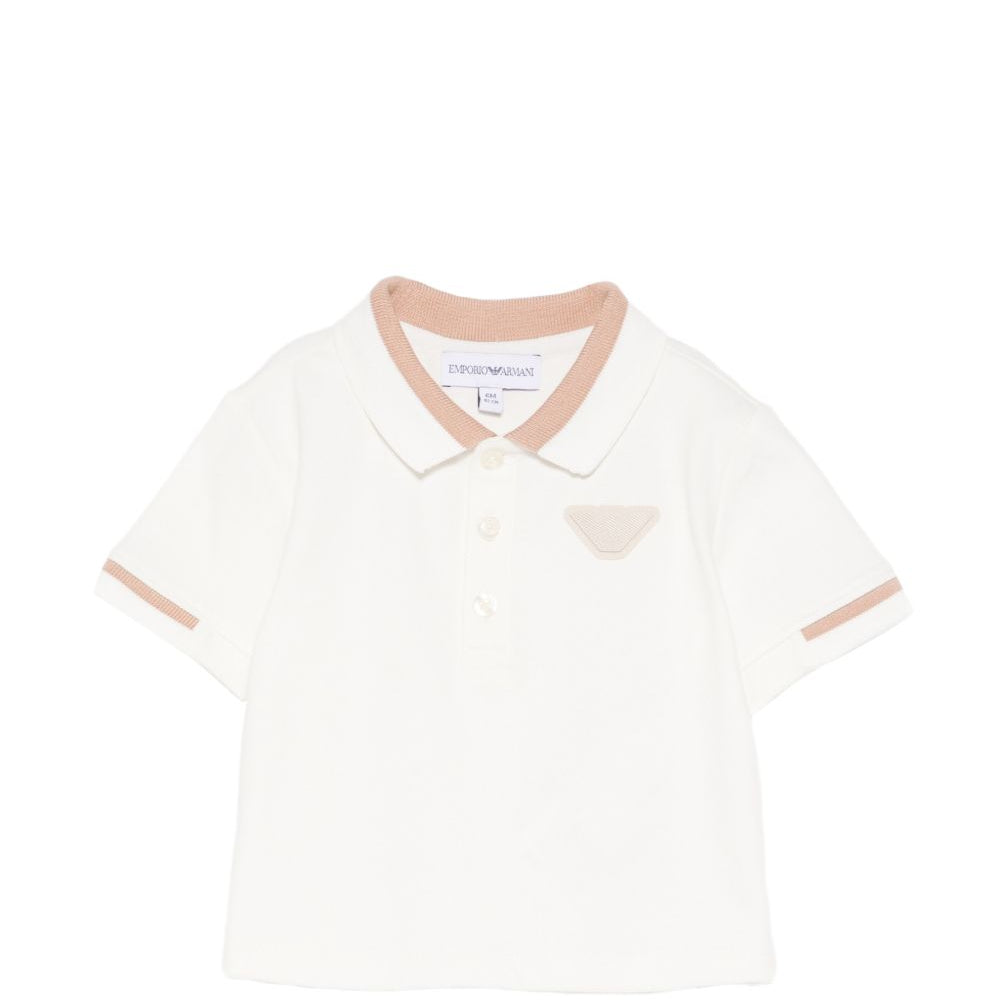 T-shirt per neonato Emporio Armani Kids beige con logo aquila sul davanti EB001322 AF16641 U0003 EMPORIO ARMANI KIDS