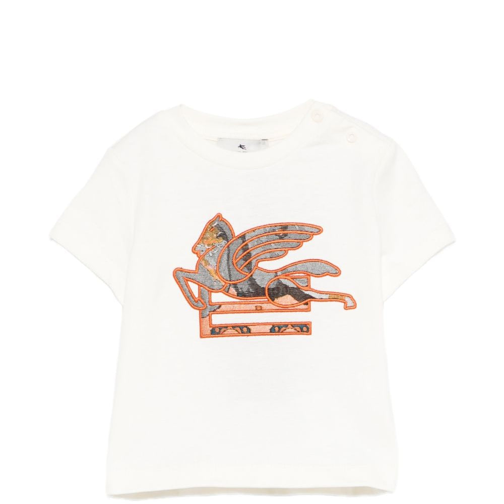 T-shirt per neonato Etro Kids beige con ricamo Pegaso sul davanti GY8531 Z3672 102 ETRO KIDS