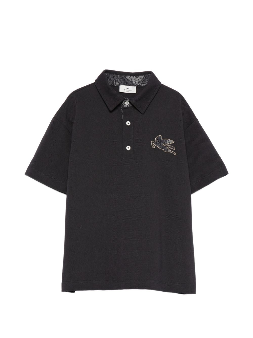 T-shirt per bambino Etro Kids nera con colletto stile polo GY8P01 Z0022 621 ETRO KIDS