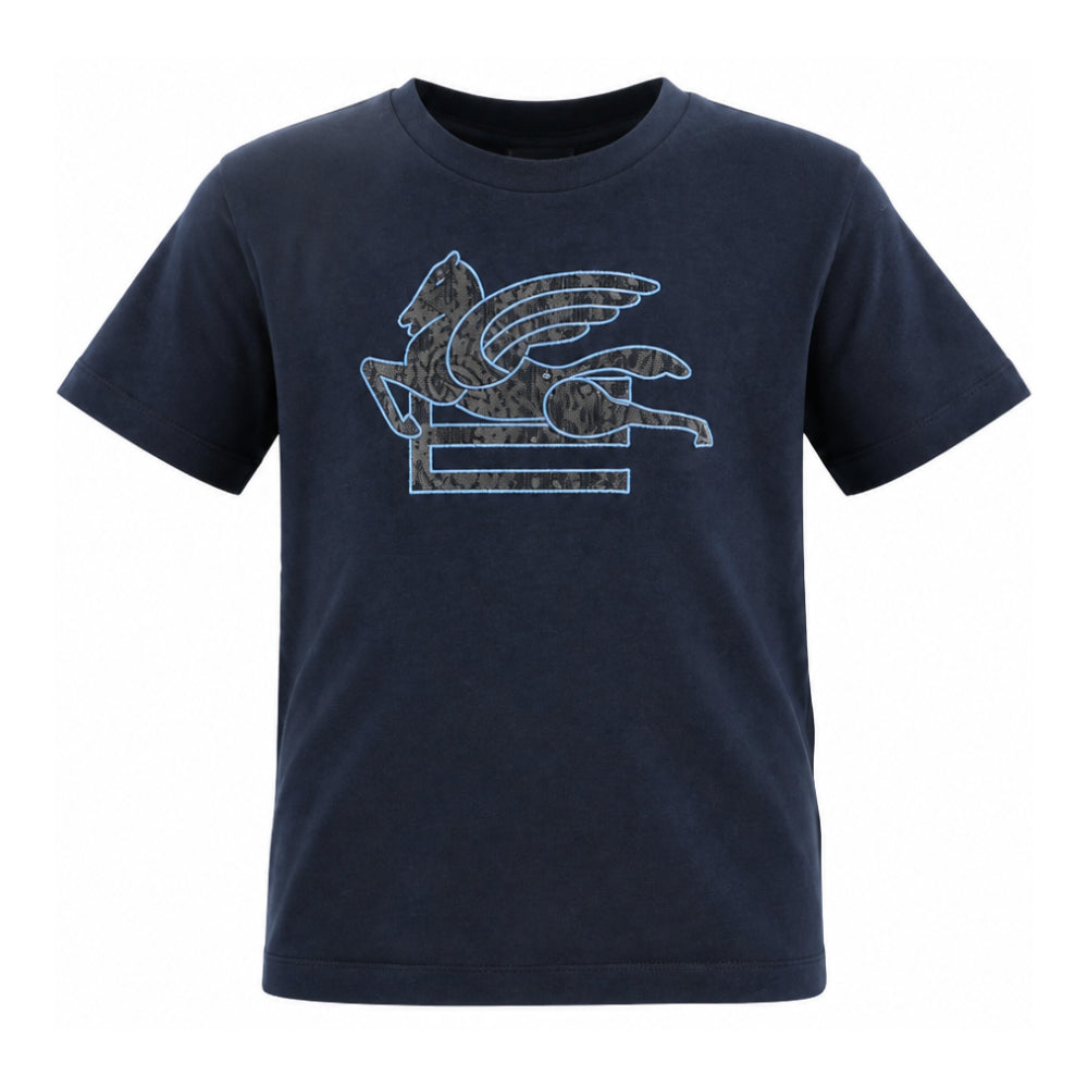 T-shirt per bambino Etro Kids blu con logo applicato GY8P81 Z3672 617 ETRO KIDS