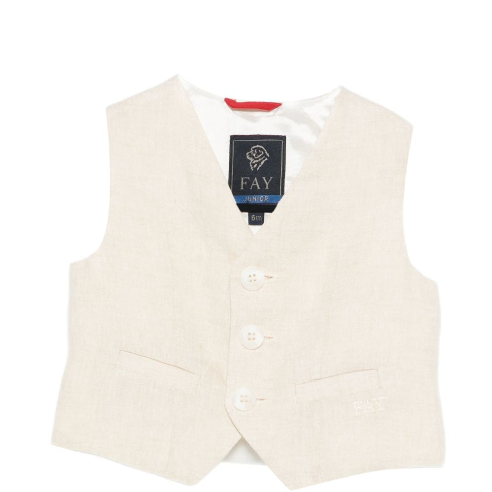Gilet per neonato Fay Kids beige con logo ricamato tono su tono FY2542 I0318 109 FAY KIDS