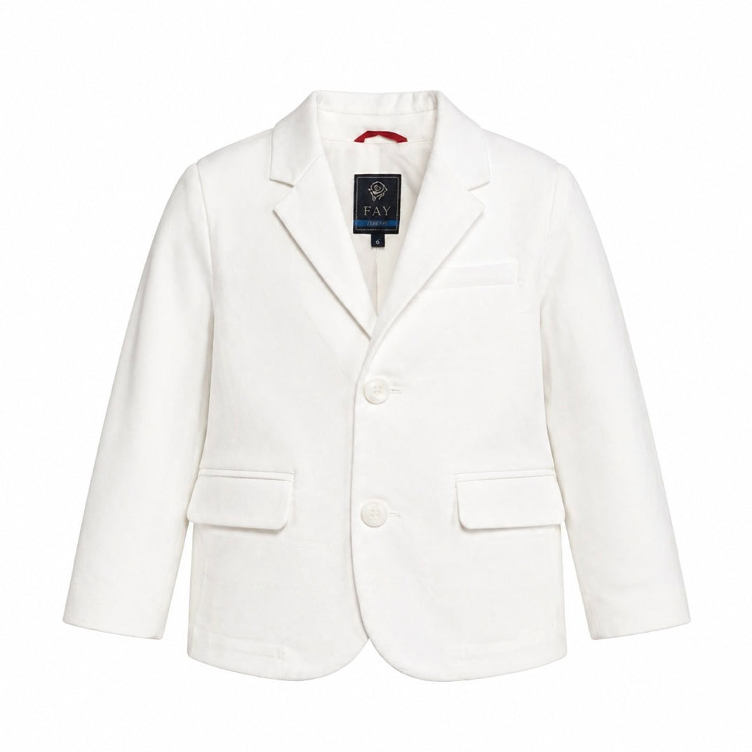 Blazer per bambino Fay Kids bianco con tasche anteriori con patta FY2Q04 G0019 101 FAY KIDS