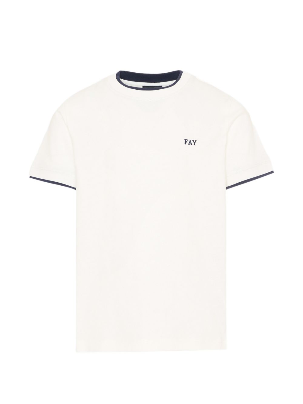 T-shirt per bambino Fay Kids bianca con logo ricamato sul davanti FY8P01 Z3708 101BL FAY KIDS