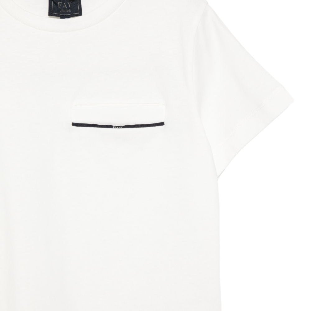 T-shirt per bambino Fay Kids bianca con taschino sul petto FY8P51 Z3708 101 FAY KIDS