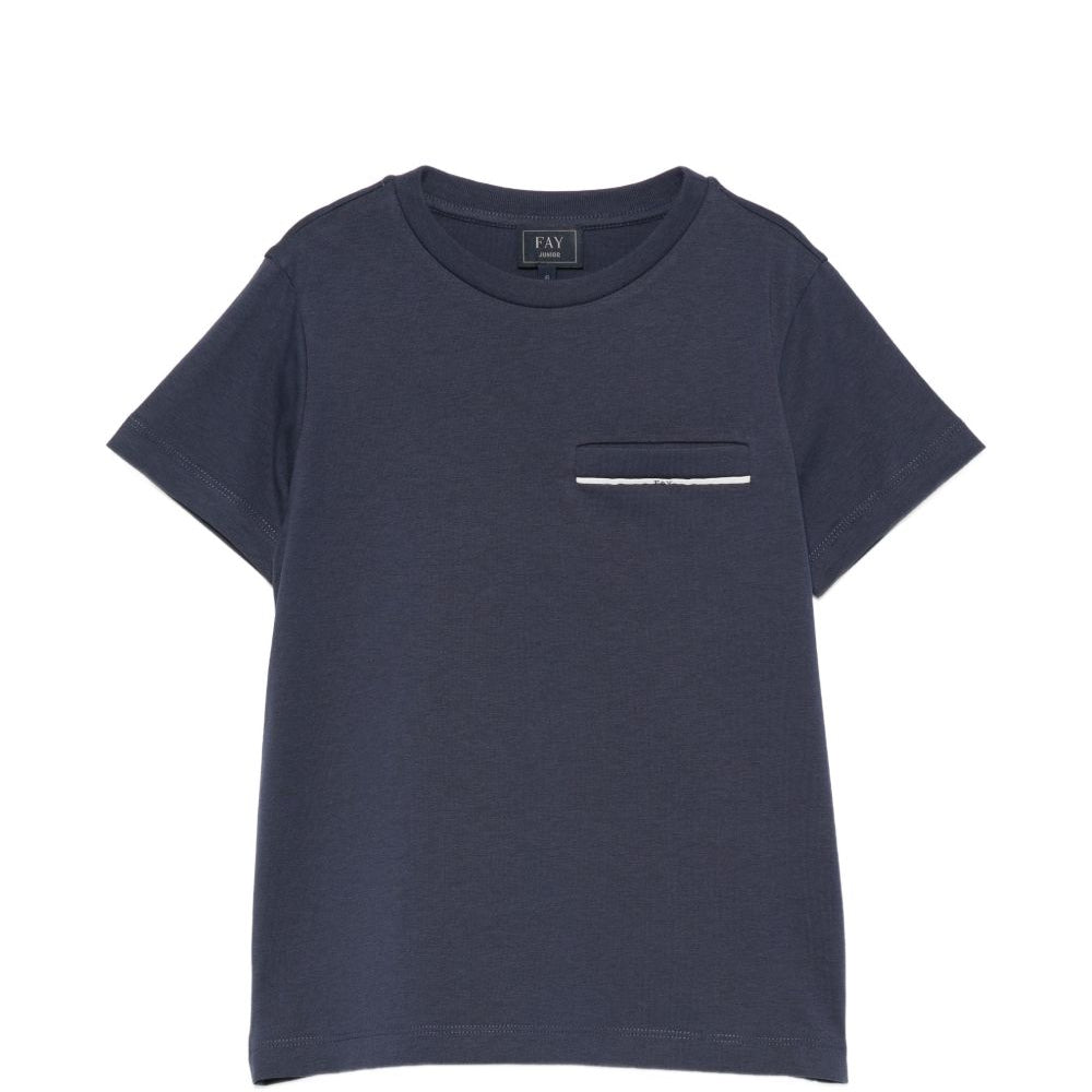 T-shirt per bambino Fay Kids blu con taschino sul petto FY8P51 Z3708 625 FAY KIDS