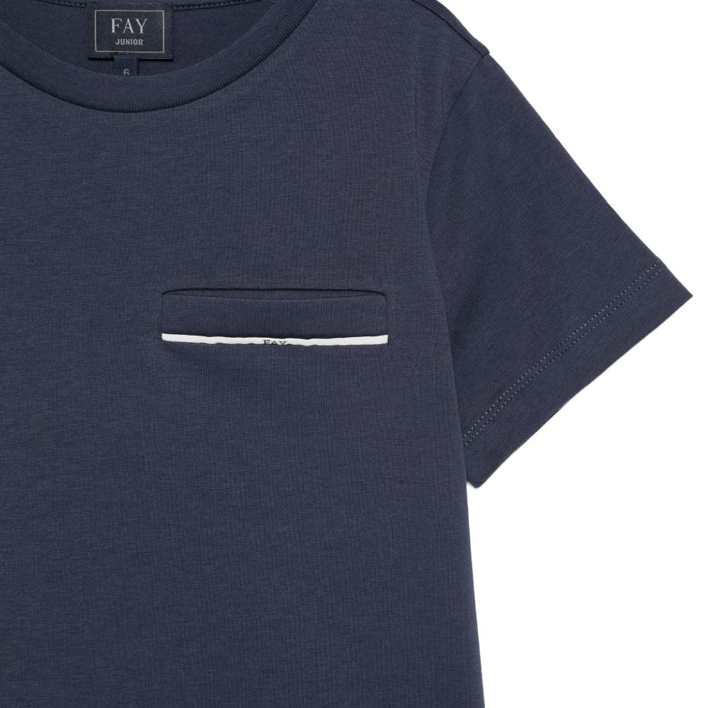 T-shirt per bambino Fay Kids blu con taschino sul petto FY8P51 Z3708 625 FAY KIDS