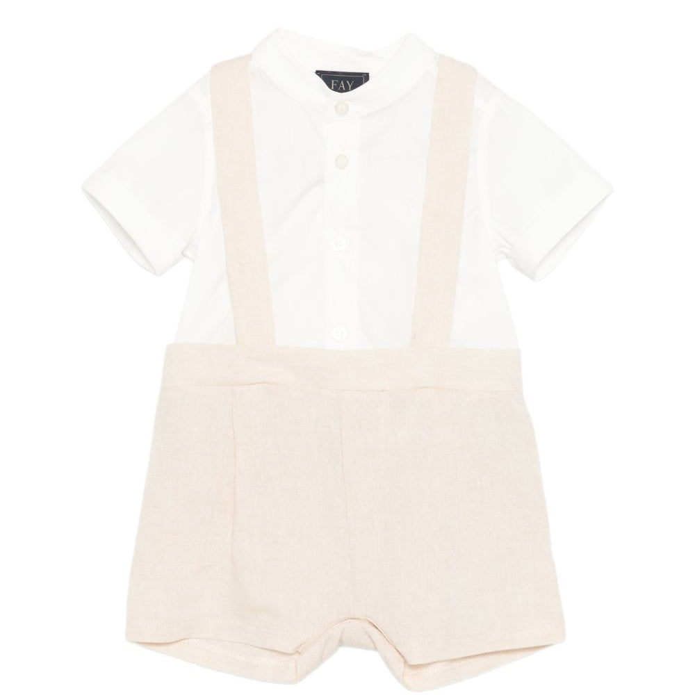 Set camicia e salopette per neonato Fay Kids multicolore con colletto tondo FYA511 I0318 109AV FAY KIDS