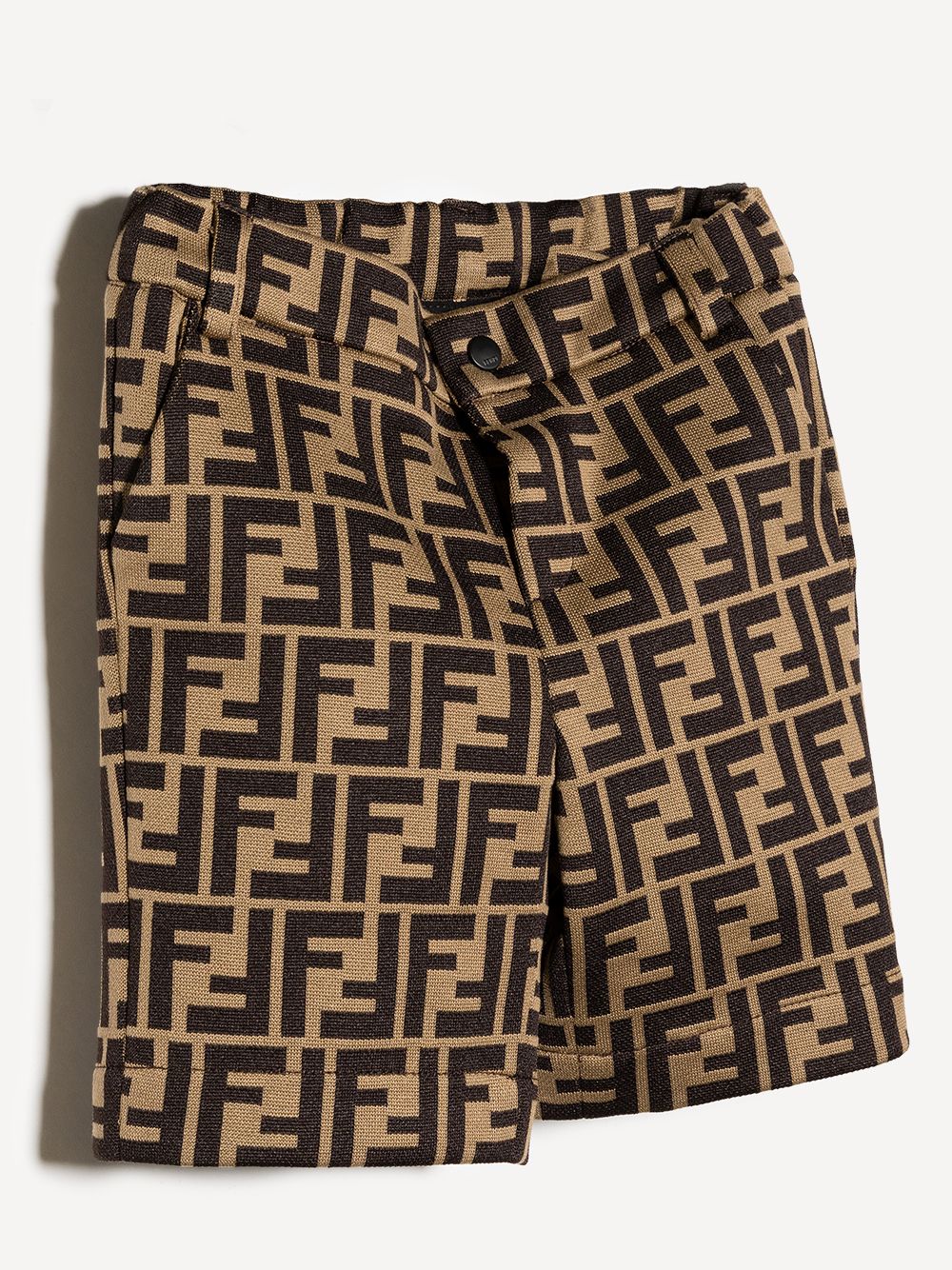 Shorts per neonato Fendi Kids marrone con logo FF BMF176 A6A6 F0E0ZX FENDI KIDS