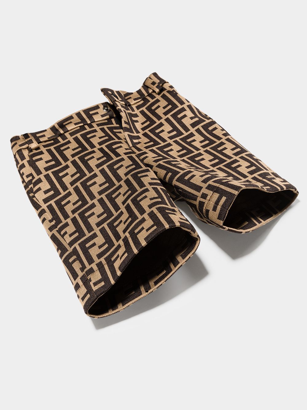 Shorts per neonato Fendi Kids marrone con logo FF BMF176 A6A6 F0E0ZX FENDI KIDS