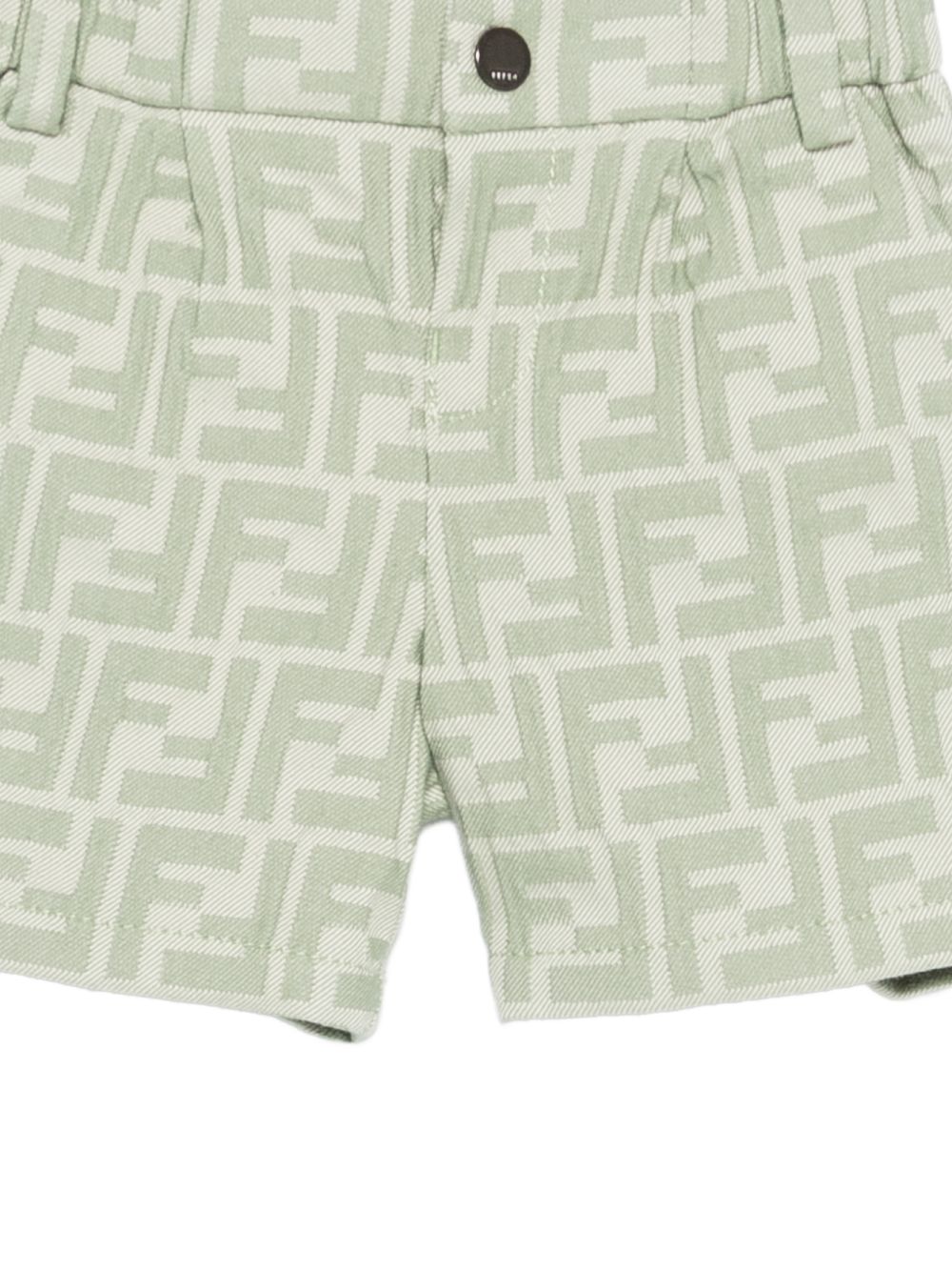 Shorts per neonato Fendi Kids verde con stampa monogramma FF all-over BMF266 AVW1 F1DS6 FENDI KIDS