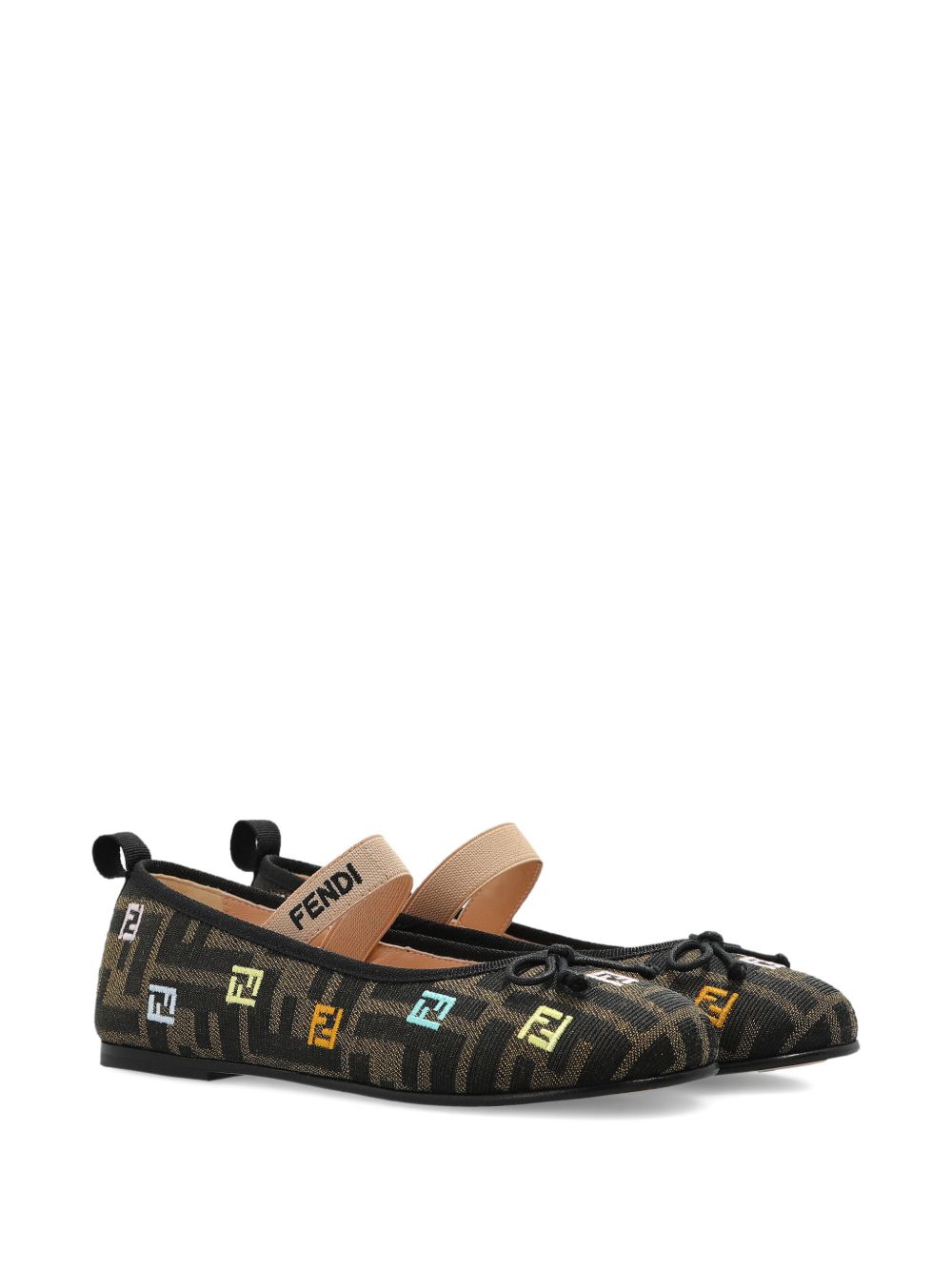 Ballerine per bambina Fendi Kids marrone con motivo FF JFR566 AWK2 F1HFI FENDI KIDS