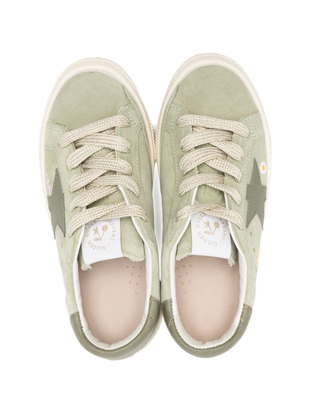 Sneakers per bambina Golden Goose Kids verdi con dettagli fiorellini S06GSNL00002 043 GOLDEN GOOSE KIDS