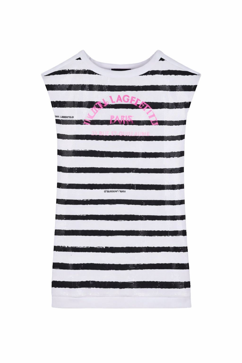 Abito per bambina Karl Lagerfeld Kids bianco e nero a righe con paillettes Z31149 N50 KARL LAGERFELD KIDS