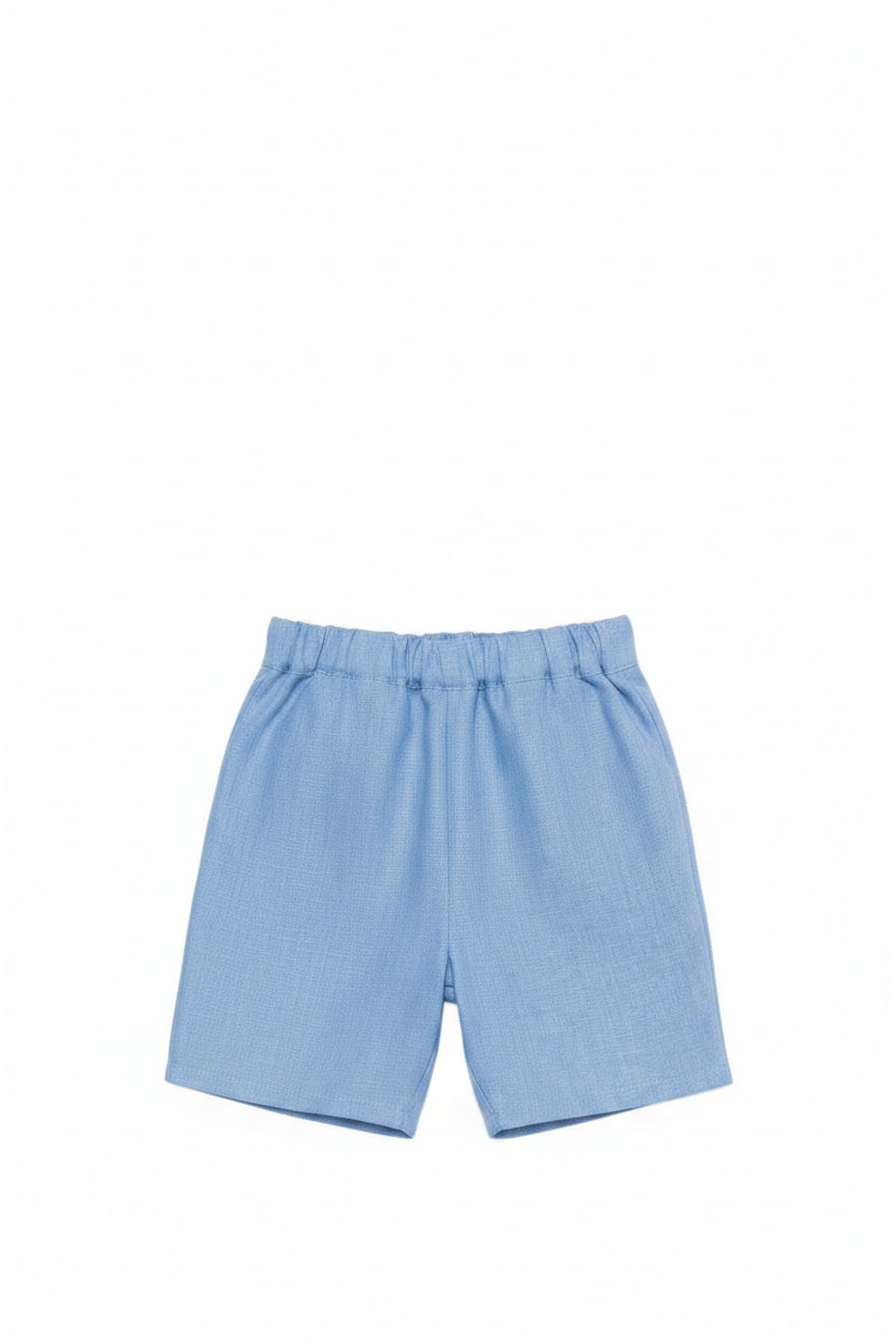 Shorts con bretelle* per neonato Mariella Ferrari azzurri con vita elasticizzata sul retro PNG7BIS AVIO MARIELLA FERRARI KIDS