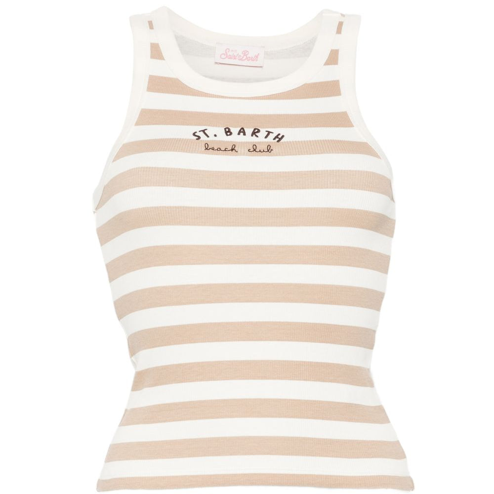 Canotta Ada per donna MC2 Saint Barth beige con motivo a righe AAD001 02259L MC2 ST. BARTH