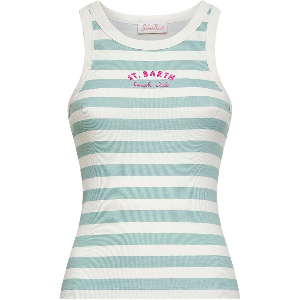Canotta Ada per donna MC2 Saint Barth verde con motivo a righe AAD001 02262L MC2 ST. BARTH