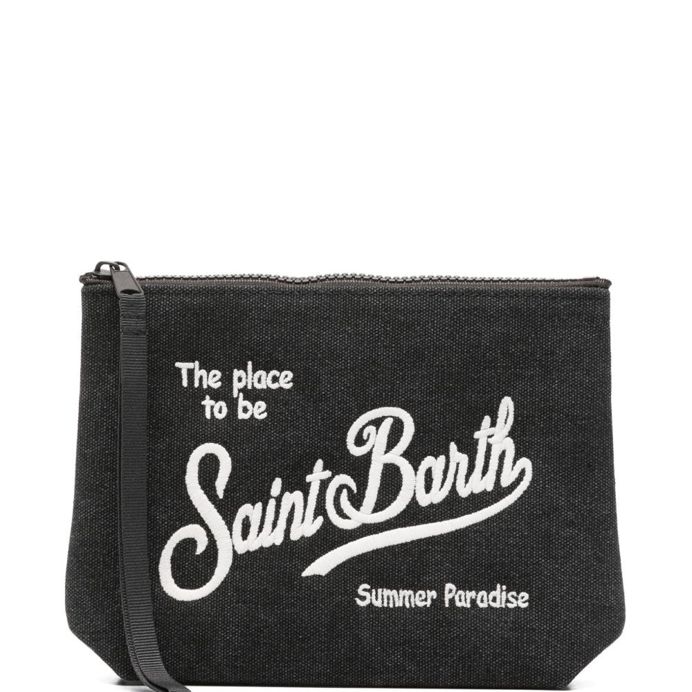 Clutch Aline MC2 Saint Barth grigio con ricamo a contrasto ALI0047 01265L MC2 ST. BARTH KIDS