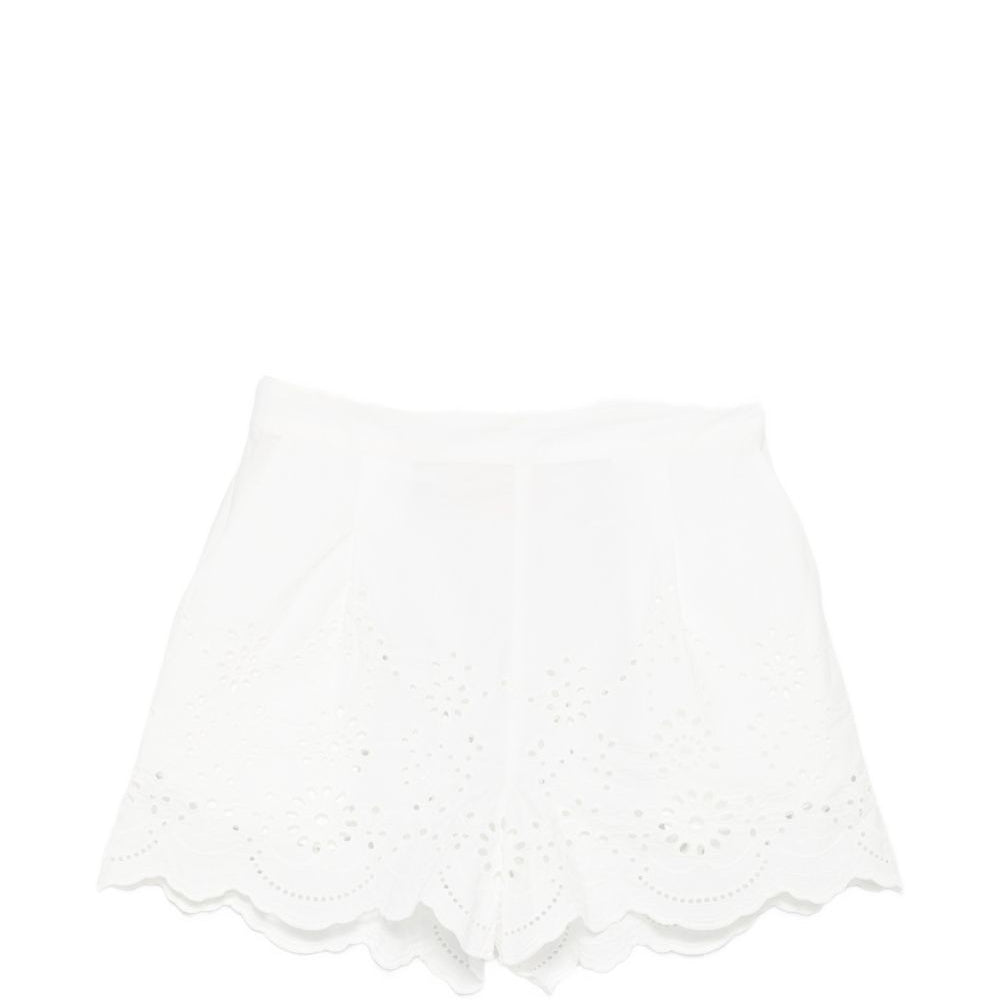 Shorts per donna MC2 Saint Barth bianchi con dettagli ricamati in pizzo sangallo AMN0001 01315L MC2 ST. BARTH