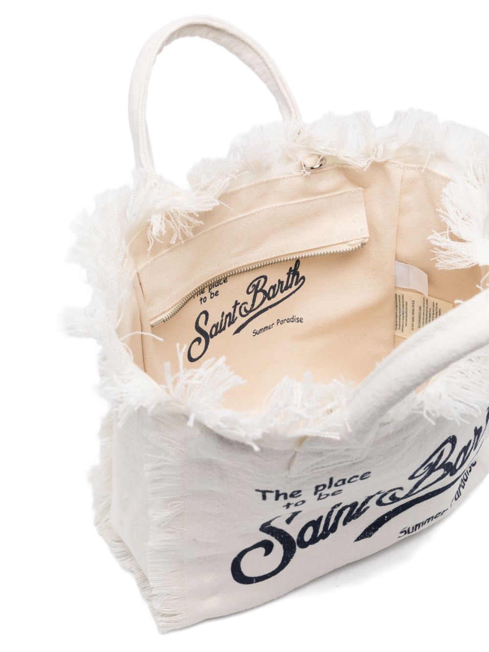 Borsa tote Colette MC2 Saint Barth bianco in lino con frange COL0018 00405L MC2 ST. BARTH KIDS