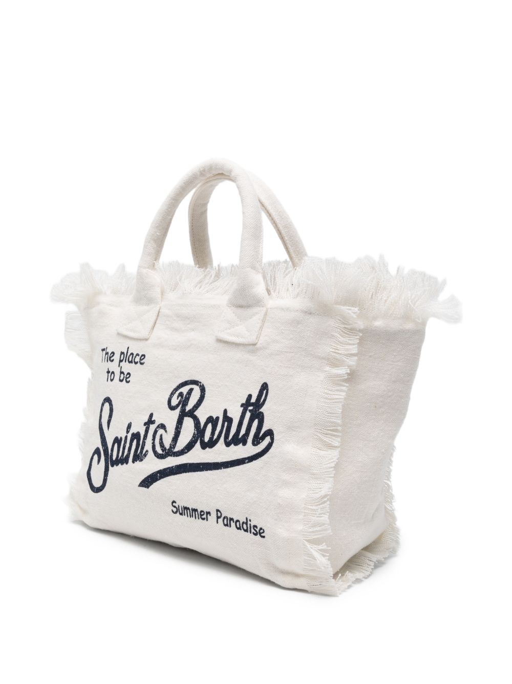 Borsa tote Colette MC2 Saint Barth bianco in lino con frange COL0018 00405L MC2 ST. BARTH KIDS