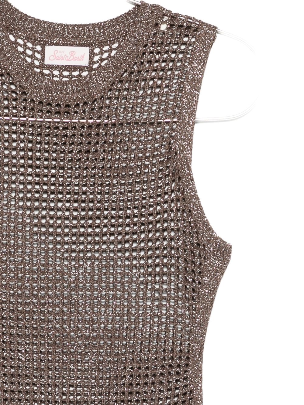 Abito lungo da donna Eileen MC2 Saint Barth marrone a maglia traforata EIE0001 09459L MC2 ST. BARTH