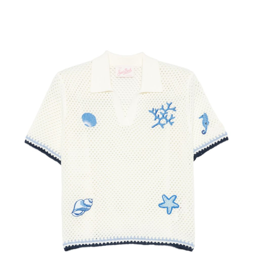 T-shirt da donna MC2 Saint Barth bianca con ricami sul davanti PIX0001 00256L MC2 ST. BARTH