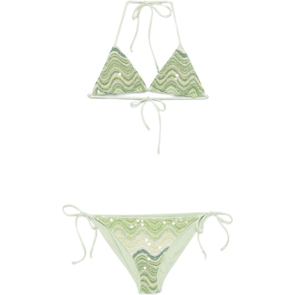 Bikini per donna MC2 Saint Barth verde a maglia a zigzag con paillettes VIR0001 01209L MC2 ST. BARTH