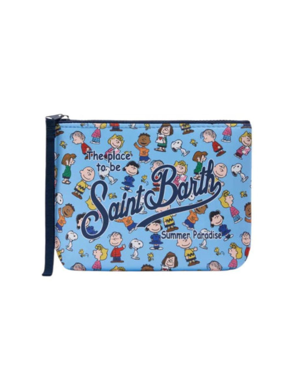 Pochette Aline MC2 Saint Barth x Peanuts azzurra con stampa grafica all-over ALIN001 02290L MC2 ST. BARTH KIDS