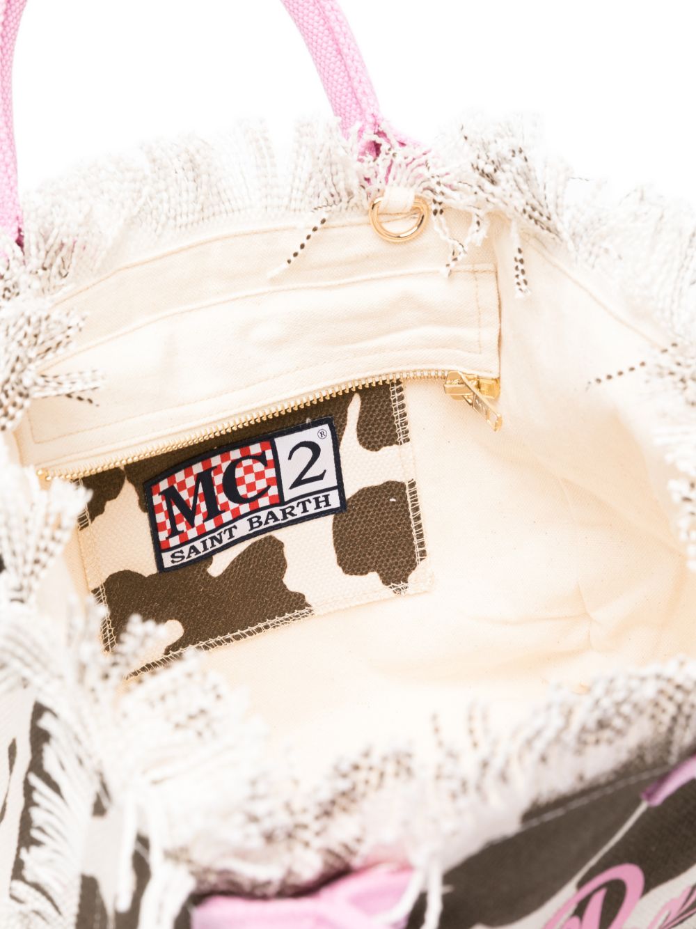 Borsa tote Colette MC2 Saint Barth animalier con manici rosa COL0001 00327L MC2 ST. BARTH KIDS